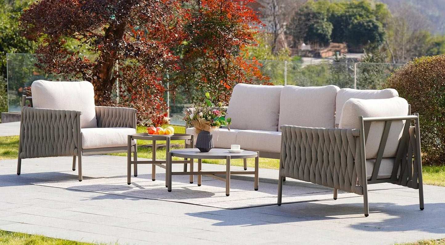 Modern 5-Piece Outdoor Sofa Set with Waterproof Cushions