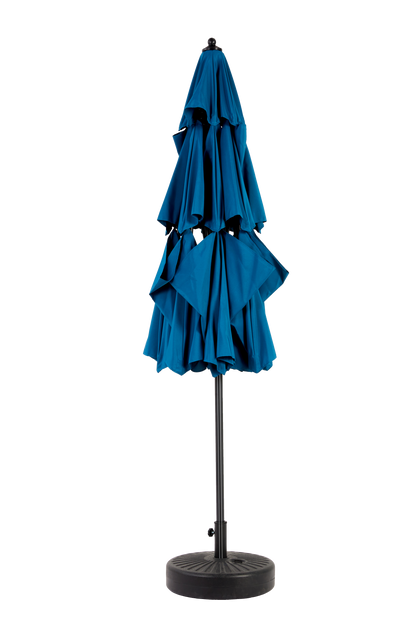 Patio Umbrella Auto Tilt 3 Tier Aluminum Dark Blue 10 Ft Crank