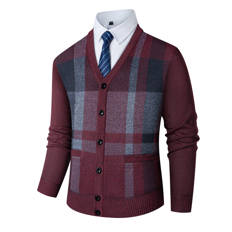 Mens Cardigan With Fleece Lining Thickened Outerwear