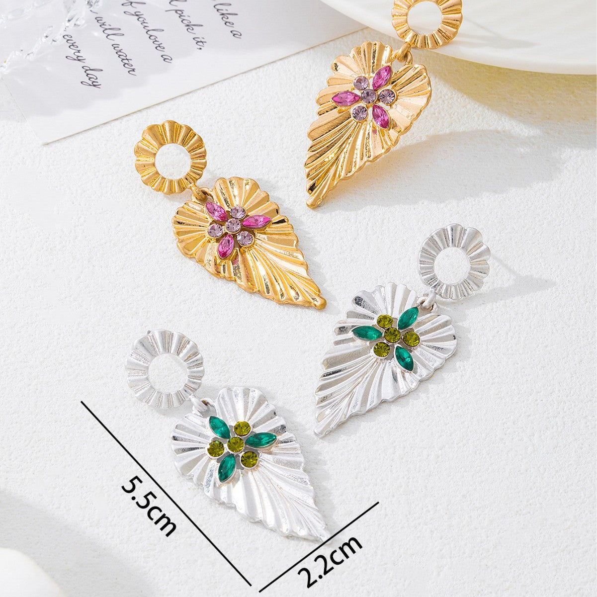 Wholesale Floral Linked Drop Earrings, New Arrival Minimalist Earrings For Women, European American Luxury High-End Light Luxury Jewelry