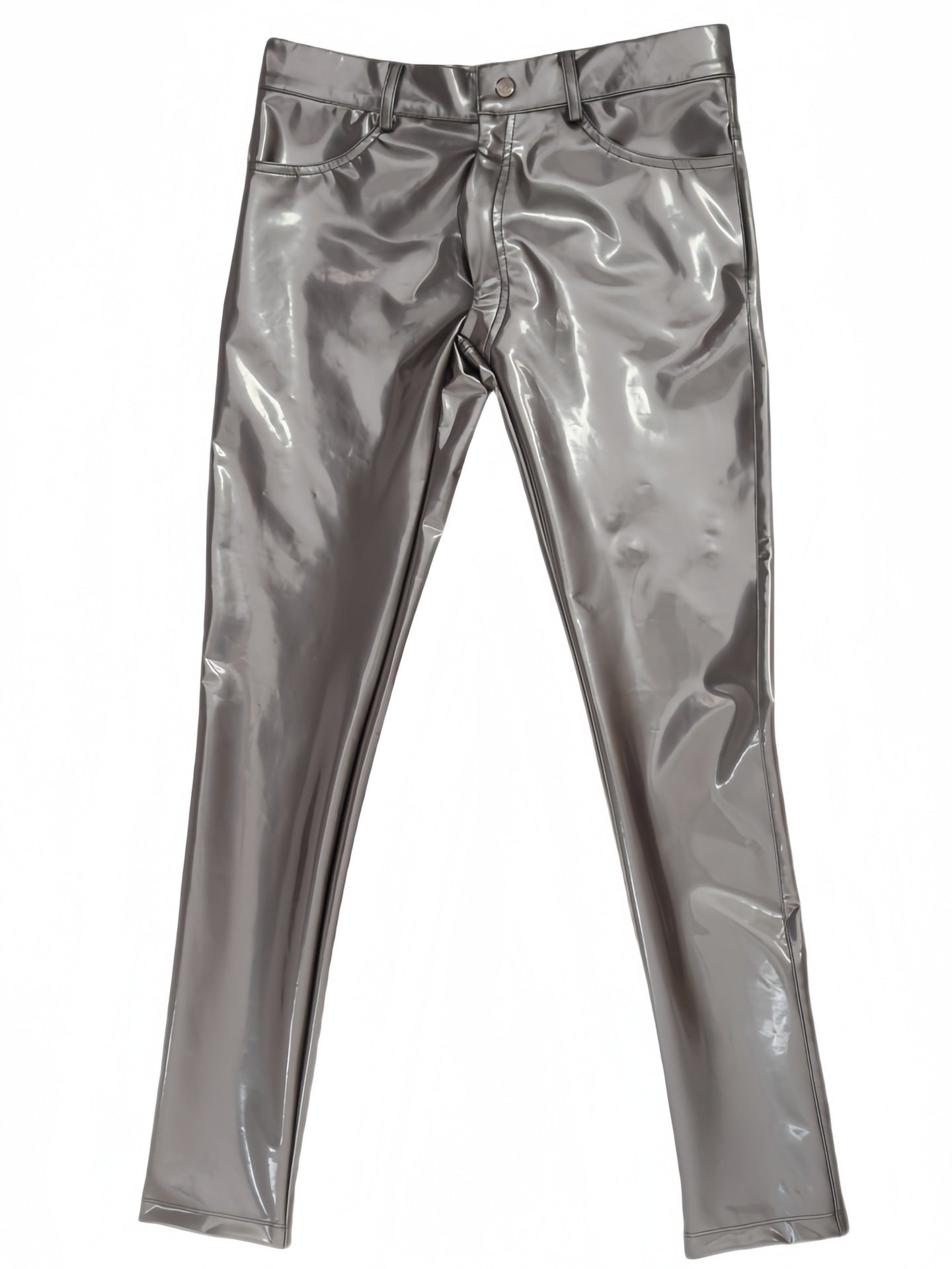 Mens Mirrored PU Latex Faux Leather Pants