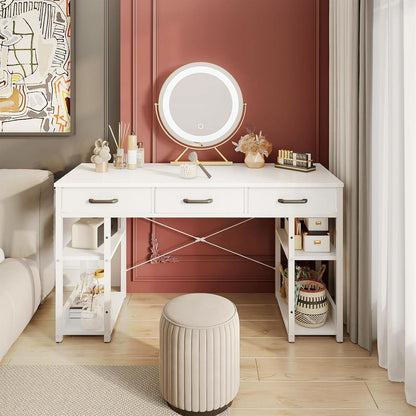 White 48 Inch Contemporary Premier Desk With Drawers