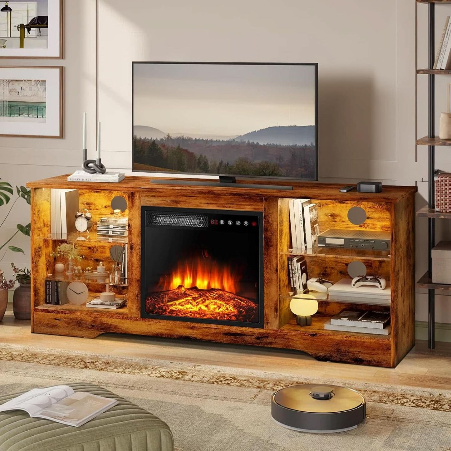 58 Inch Electric Fireplace TV Stand For 65 Inch Televisions