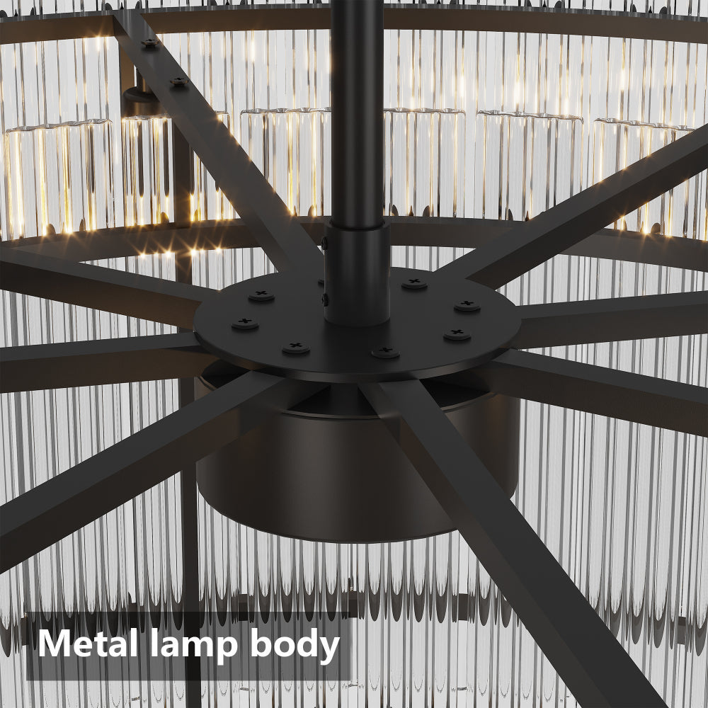 Water Ripple Crystal Glass Chandelier | 8/10-Light Modern Handmade Corrugated Glass Ceiling Light — Black or Gold, Round or Rectangular