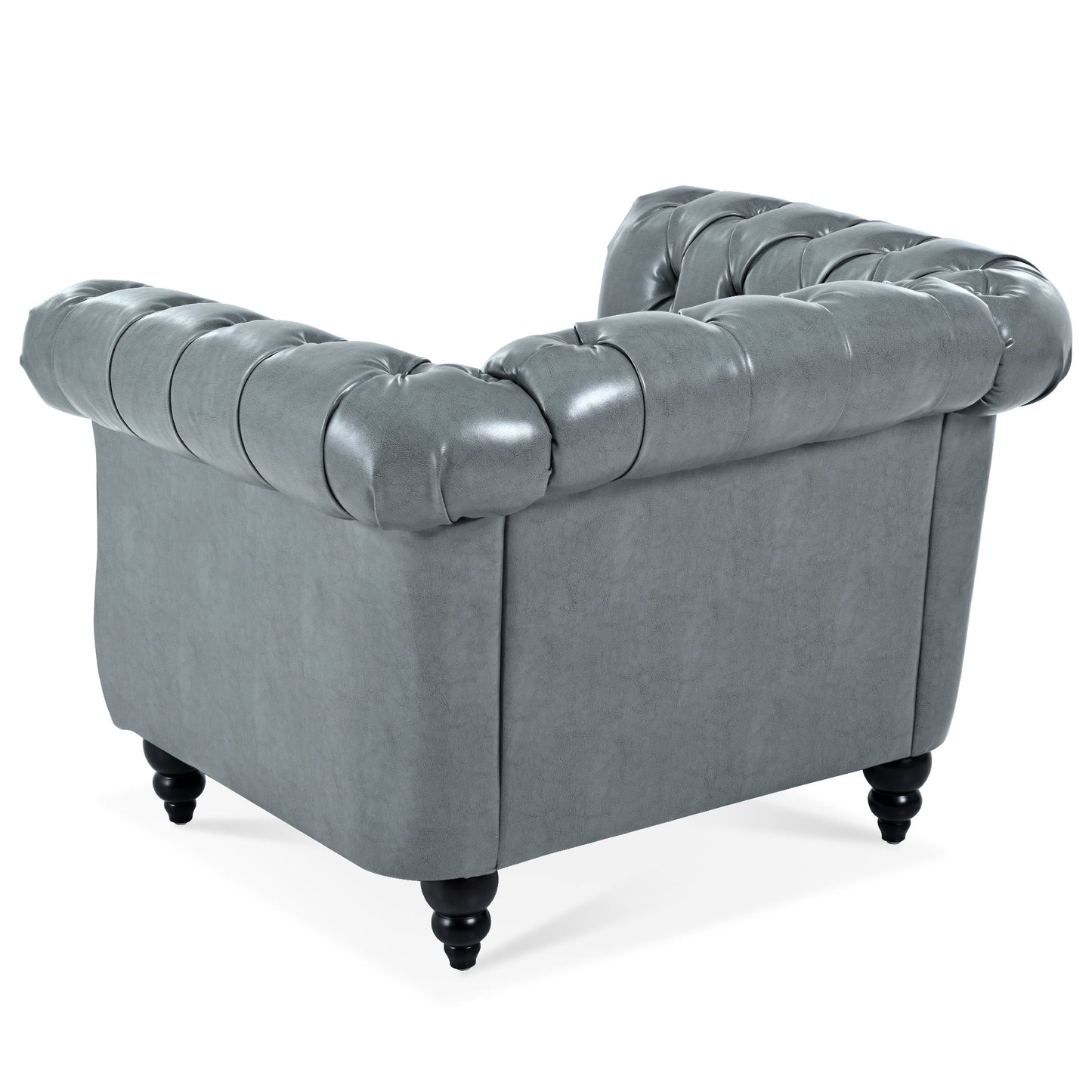 Accent Chair Contemporary PU Leather Gray Birch Legs 39x32x28 In 220 LB