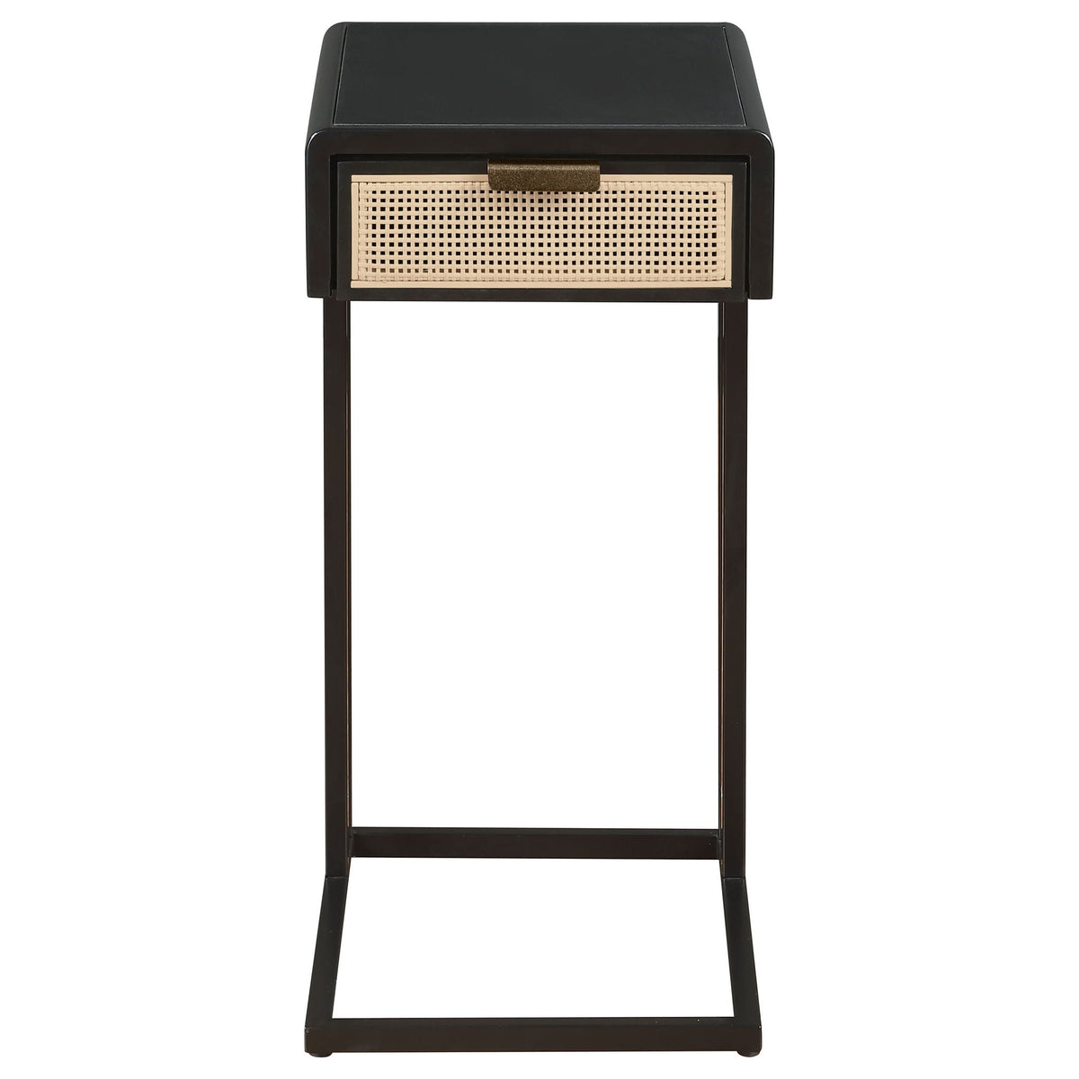 Amherst 1-drawer Radio Weave Cane Metal Side Table Black