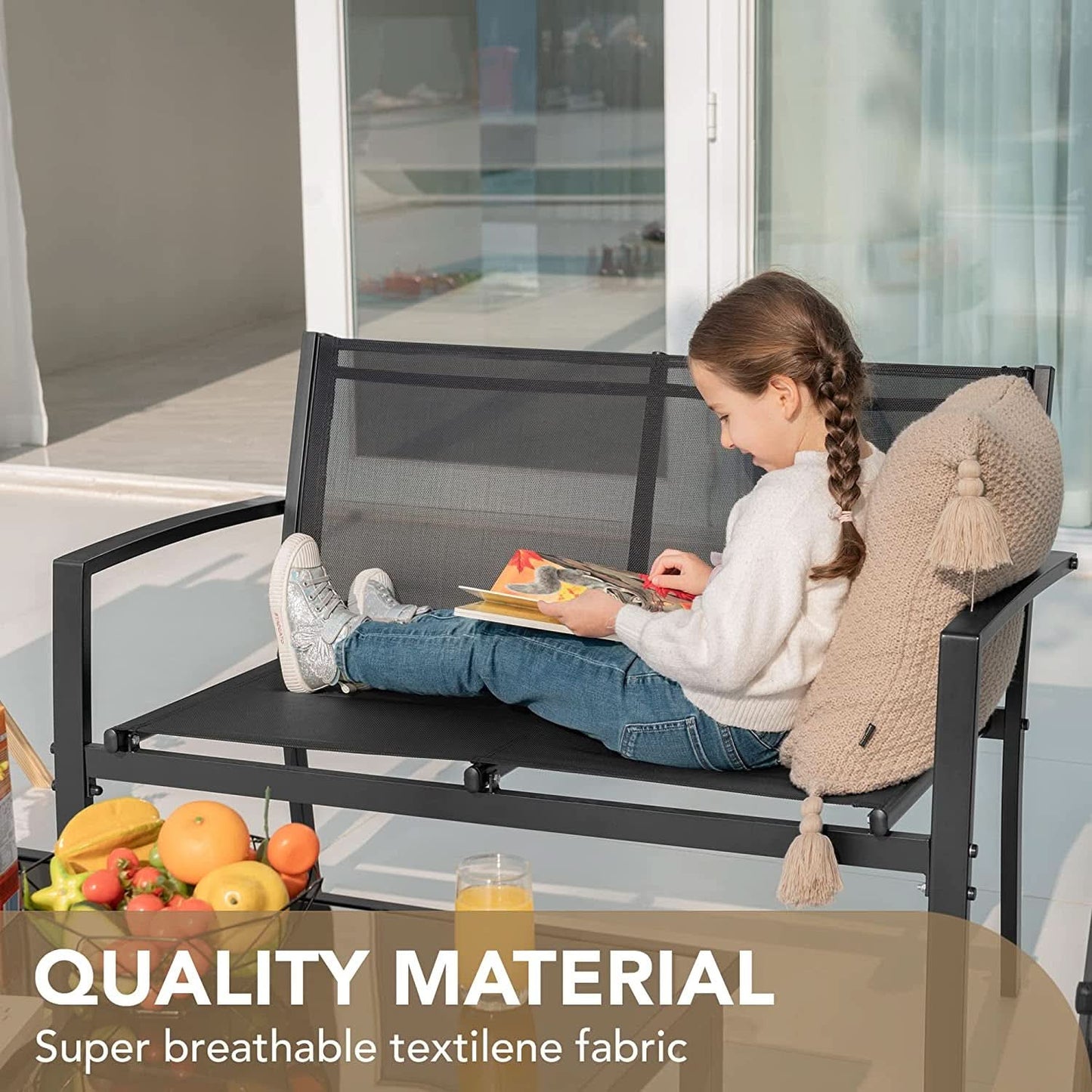 4 Piece Outdoor Patio Set With Glass Table Black Durable