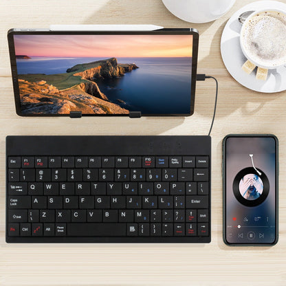 80 Keys Wired Keyboard Mini USB Connector Keyboard Portable Durable Keyboard w/ Carry Bag Tablet Stand for Android Window Tablet