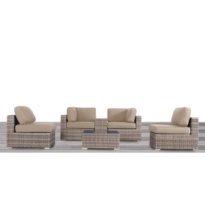 4 Piece Outdoor Patio Set HDPE Wicker Gray Cupholder Seats