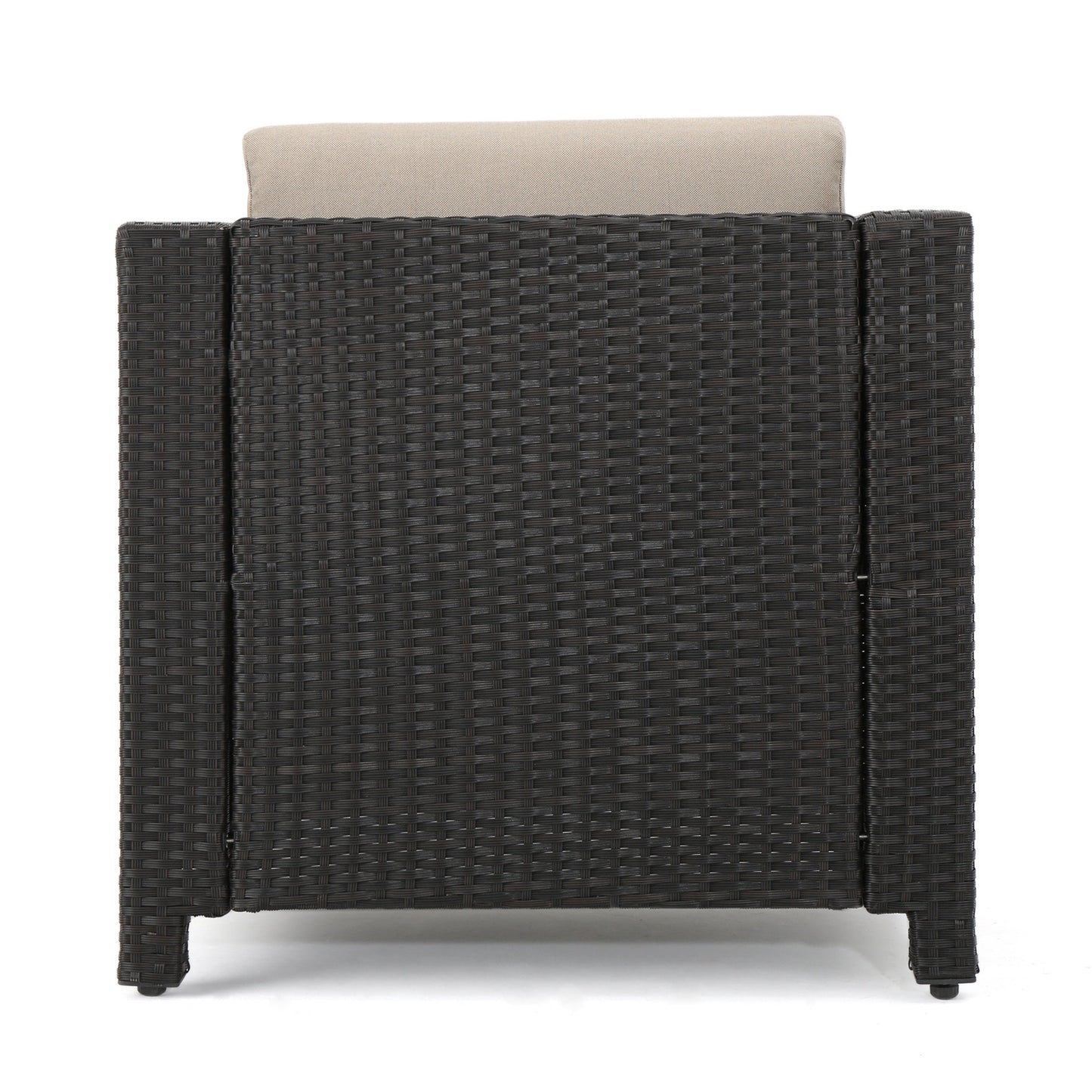 Outdoor Patio Set PE Rattan Dark Brown 4 Piece Loveseat Chairs Coffee Table
