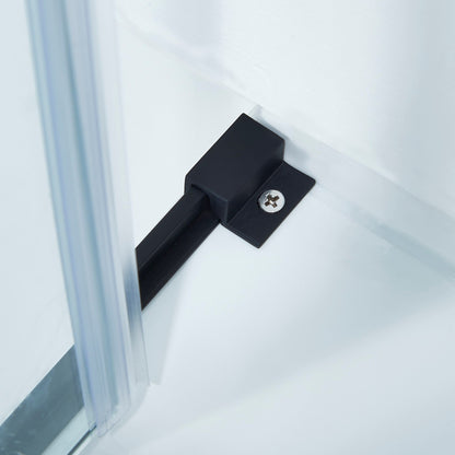 56-60in W x 60in H Frameless Double Sliding Tub Shower Door, Matte Black, 8mm