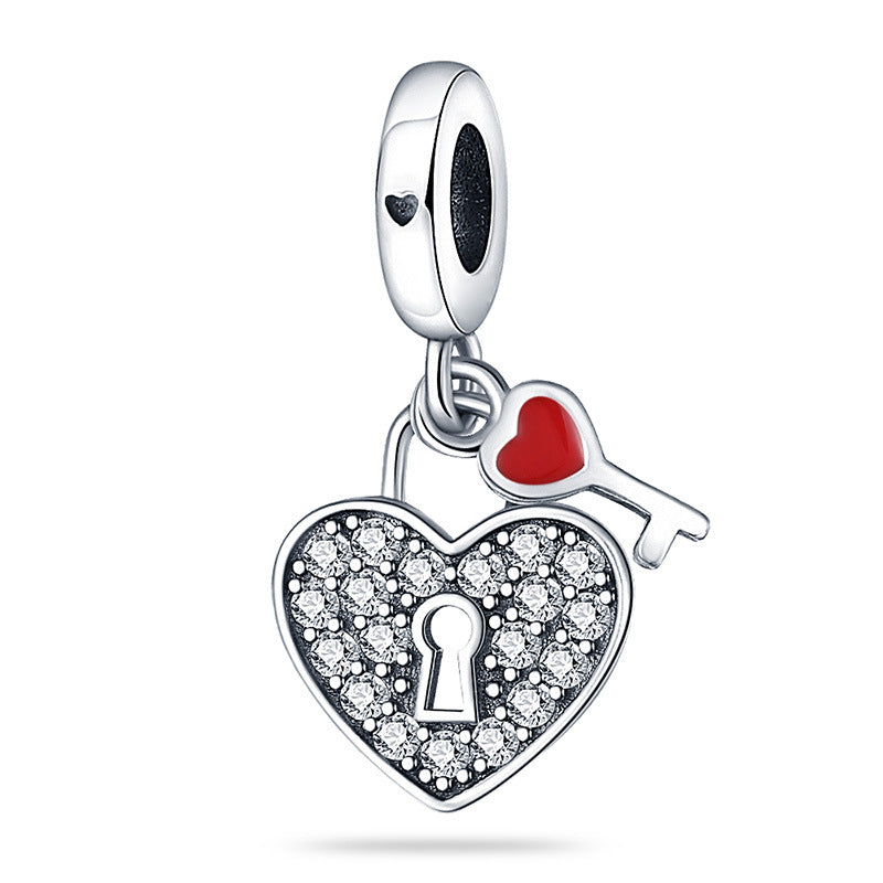 Retro Heart Lock Key Pendant Accessory