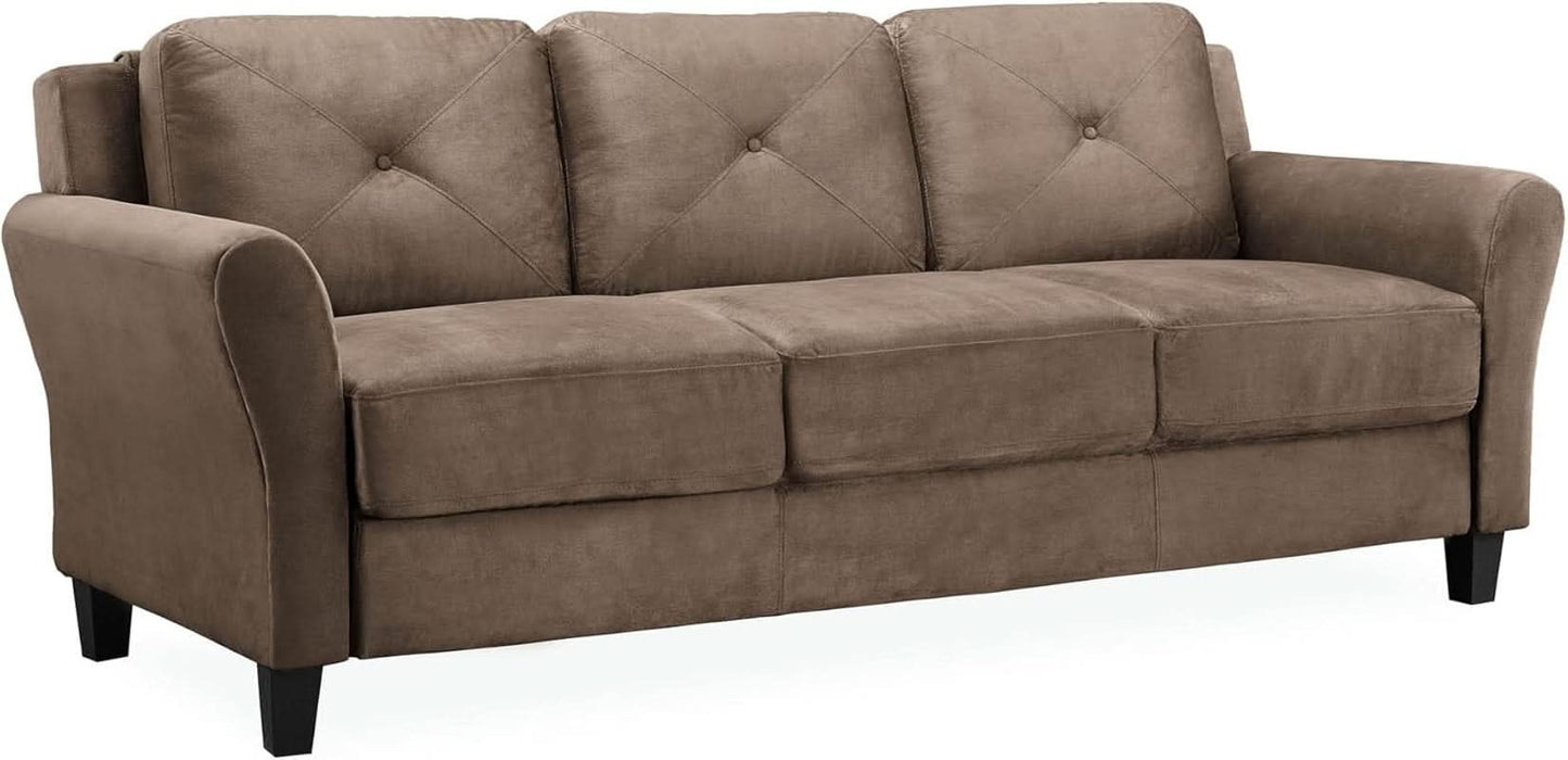 Harrington Microfiber Brown Three Seat Sofa Living Room