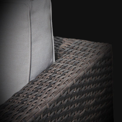 Outdoor Club Chair Wicker Espresso Gray Cushion Aluminum 2 Piece 600 LB