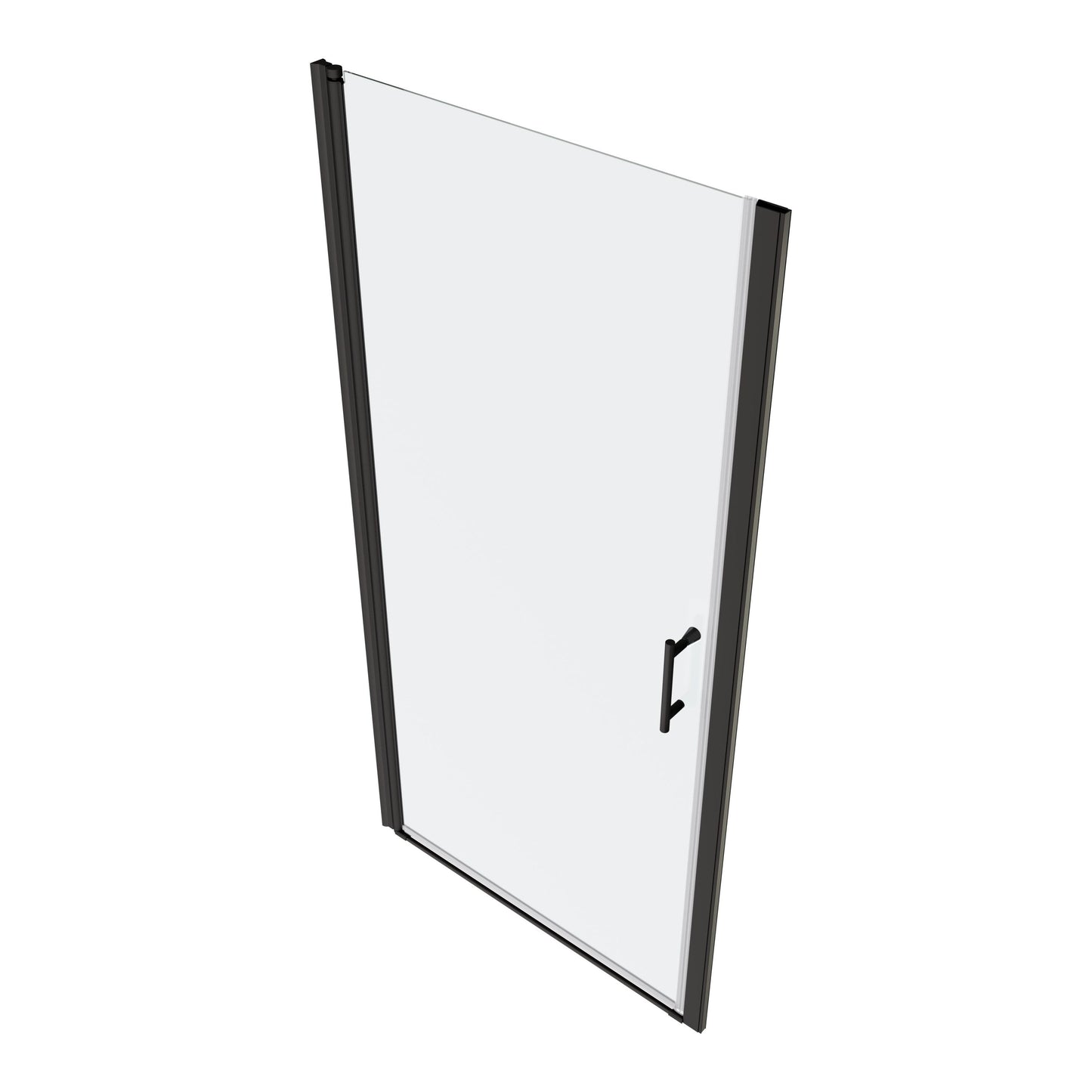 Universal Pivot Shower Door 24x72 Inch Matte Black 1/4' Tempered Glass Outswing