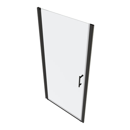 Universal Pivot Shower Door 24x72 Inch Matte Black 1/4' Tempered Glass Outswing