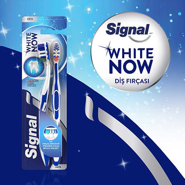 Signal White Now 1+1 Toothbrush - Comfortable Brushing, Teeth Whitening, Oral Care for a Brighter Smile