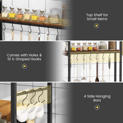5-Tier Bakers Rack with Power Outlets and 10 S-Shaped Hooks
