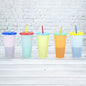5-Pack: Colorful Drinking Cup with Lid and Straw