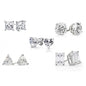 5-Pack: Swarovski Crystal Sterling Silver Stud Earrings For Women