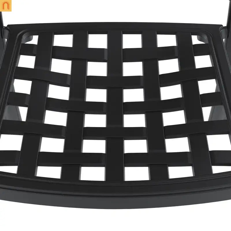 Outdoor Dining Set Cast Aluminum 5 Piece Stackable Black Blue Cushions