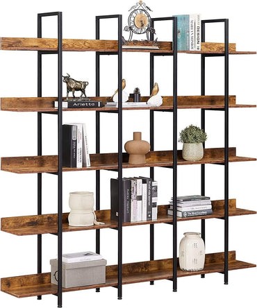 5-Tier Bookcase Tall Bookshelf, Storage Shelf with Metal Frame
