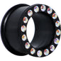 3/4 Aurora Gem Black Silicone Double Flare Tunnel