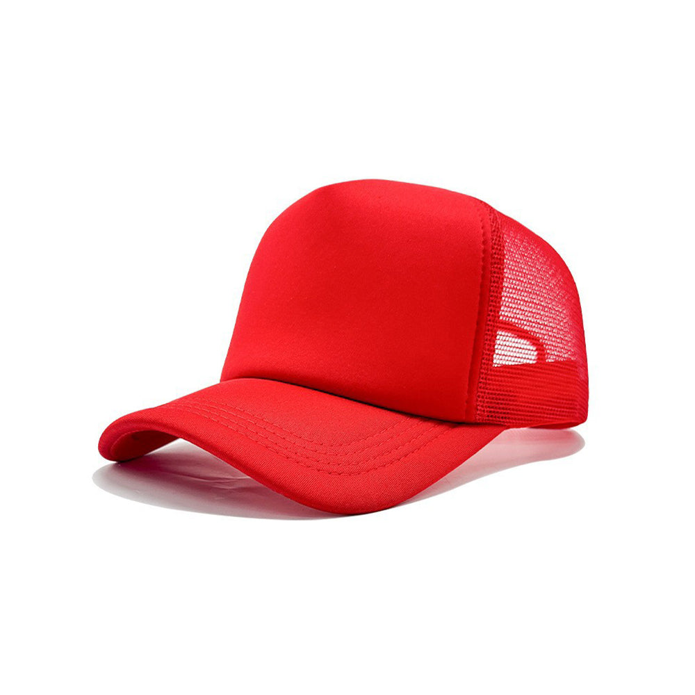 Spring And Summer Red Sponge Top Mesh Adjustable Curved Brim Baseball Cap Suitable For Outdoor Outings, Mountain Climbing And Daily Commuting