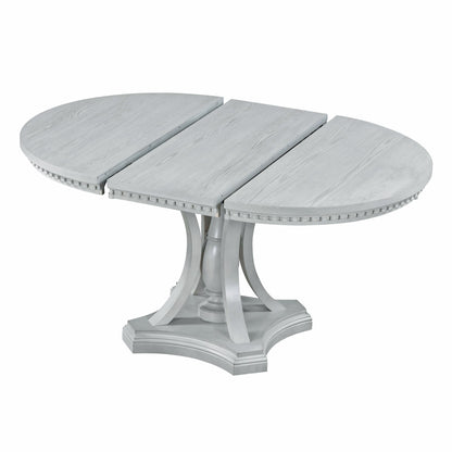 Retro 5-piece Dining Set Extendable Round Table and 4 Chairs for Kitchen Dining