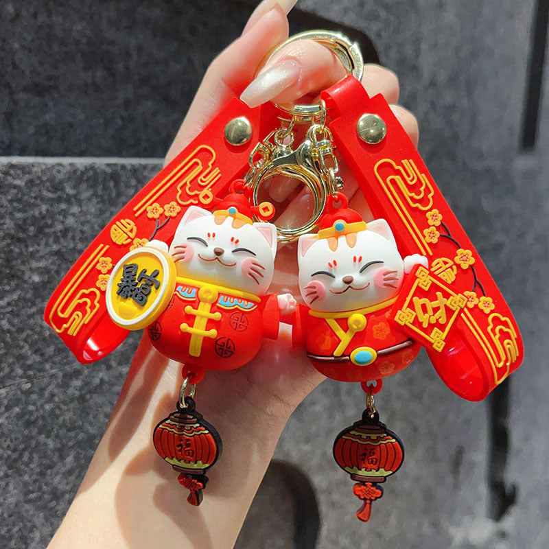 Maneki-neko Cartoon Keychain Soft Silicone Doll Pendant