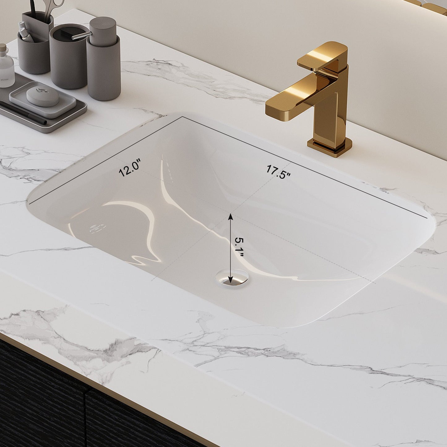35.4' Modern Bathroom Vanity with Undermount Sink, Sintered Stone Top, Waterp...