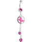 Pink Cubic Zirconia Drops Encircled Butterfly Dangle Belly Ring