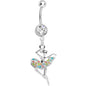 Clear Gem Multi Colored Tutu Ballerina Dangle Belly Ring
