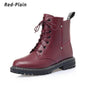 Women's mid-heel platform leather short boots
