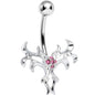 Pink Gem Exotic Leaves Belly Ring