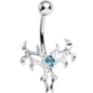 Aqua Gem Exotic Leaves Belly Ring