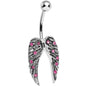 Pink Gem Magnificent Angel Wings Belly Ring