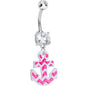 Clear Gem Pink and White Chevron Anchor Dangle Belly Ring
