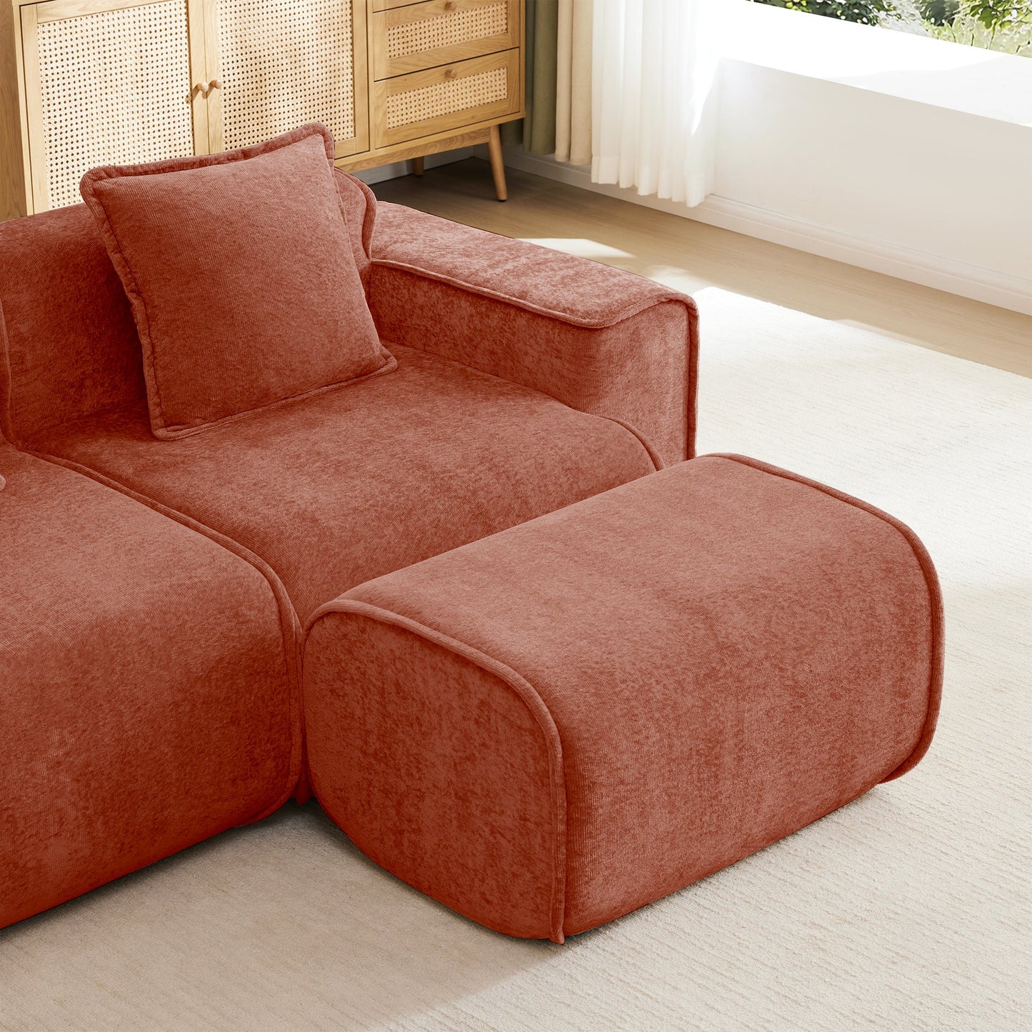 Harrison Ottoman Velvet - Red