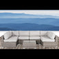 Outdoor Sectional Patio Set Wicker Gray Brown 7 Piece with Glass Table Seats 4