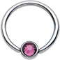 16G 3/8 Purple Gem Disc Titanium BCR Captive Ring