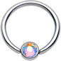 16G 3/8 Aurora Gem Disc Stainless Steel BCR Captive Ring