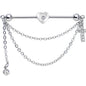 14G Clear Gem Love and Faith Heart Cross Industrial Barbell 38mm