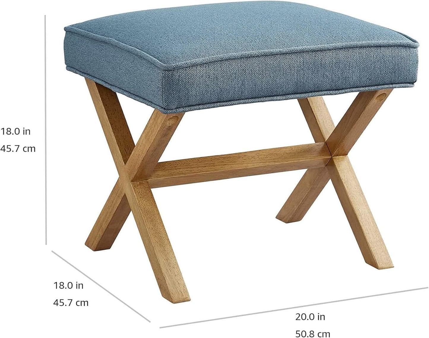 Indigo Blue Upholstered Ottoman Foot Stool 20Wx18Dx18H