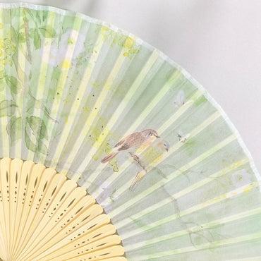 Classical Chinese Sle Roasted Paint Fan Faion ow Props  Hanfu Flower Bird Fans Photoaphy Props Bamboo Fans