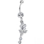 Clear Gem Sparkling Crystalline Daisy Flower Dangle Belly Ring