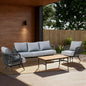 Outdoor Conversation Set Rope Textilene Black Gray Olefin 4 Piece
