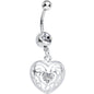 Clear Gem Flattering Hollow Heart Dangle Belly Ring