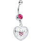 Pink Gem Flattering Hollow Heart Dangle Belly Ring