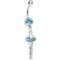 Aqua Gem Jazzy Glam Key Dangle Belly Ring